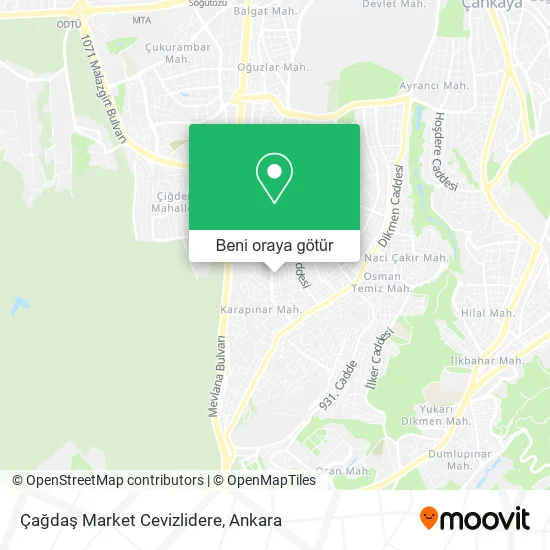 Çağdaş Market Cevizlidere harita