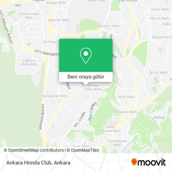 Ankara Honda Club harita