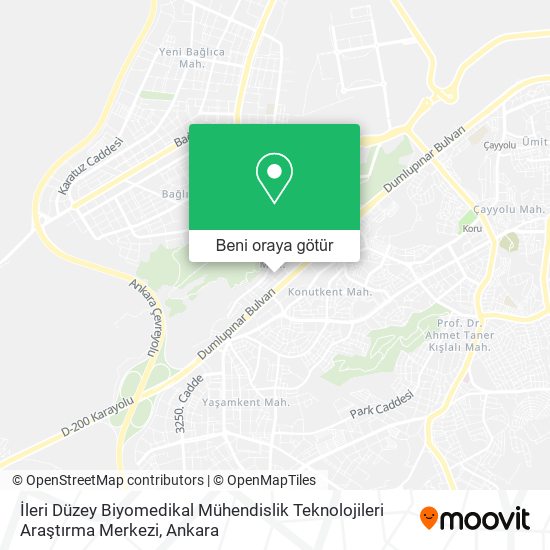 İleri Düzey Biyomedikal Mühendislik Teknolojileri Araştırma Merkezi harita