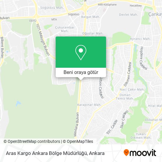 Aras Kargo Ankara Bölge Müdürlüğü harita