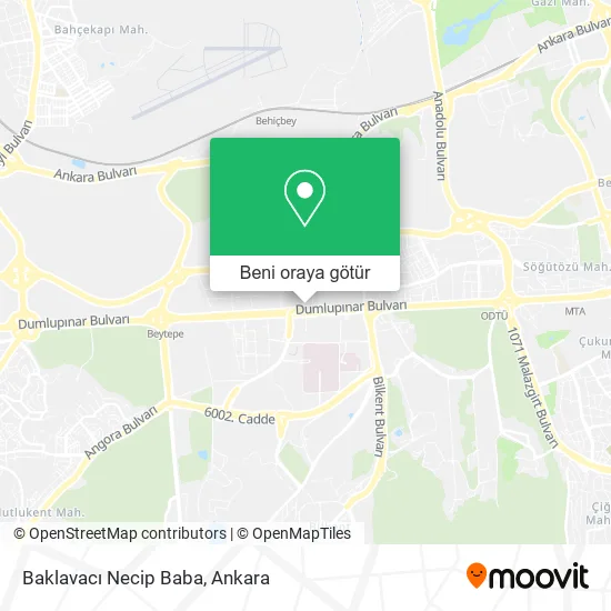 Baklavacı Necip Baba harita