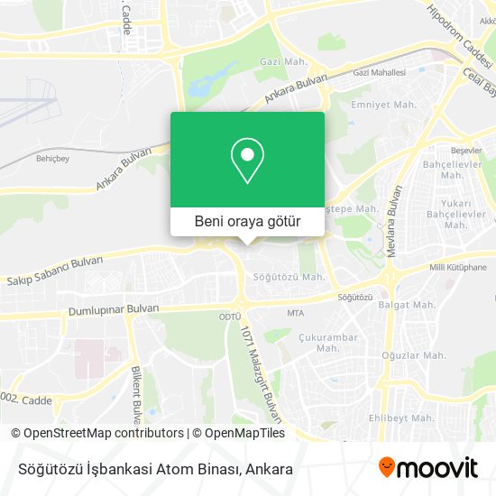 Söğütözü İşbankasi Atom Binası harita