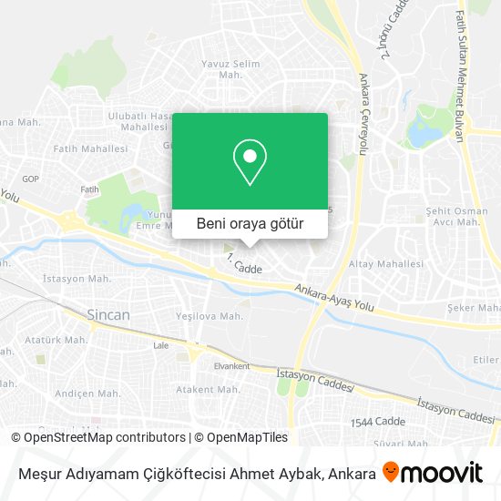 Meşur Adıyamam Çiğköftecisi Ahmet Aybak harita