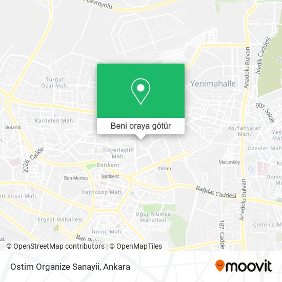 Ostim Organize Sanayii harita