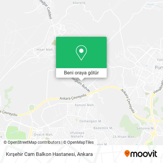 Kırşehir Cam Balkon Hastanesi harita