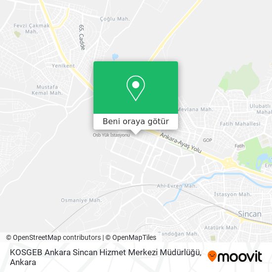 KOSGEB Ankara Sincan Hizmet Merkezi Müdürlüğü harita