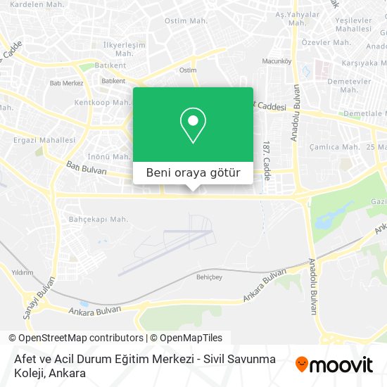Afet ve Acil Durum Eğitim Merkezi - Sivil Savunma Koleji harita