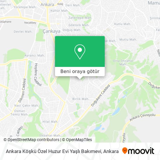 Ankara Köşkü Özel Huzur Evi Yaşlı Bakımevi harita