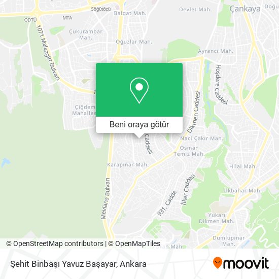 Şehit Binbaşı Yavuz Başayar harita
