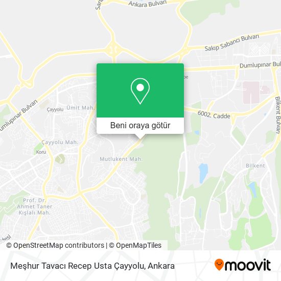 Meşhur Tavacı Recep Usta Çayyolu harita