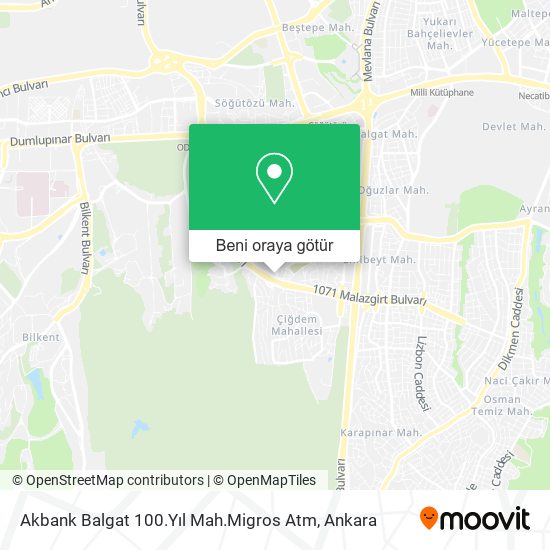 Akbank Balgat 100.Yıl Mah.Migros Atm harita