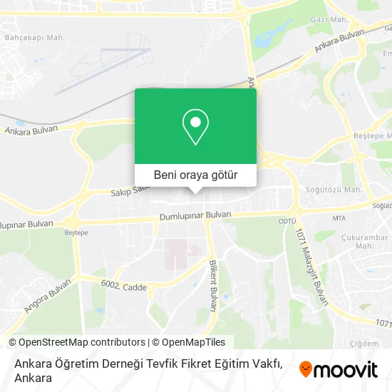 Ankara Öğretim Derneği Tevfik Fikret Eğitim Vakfı harita