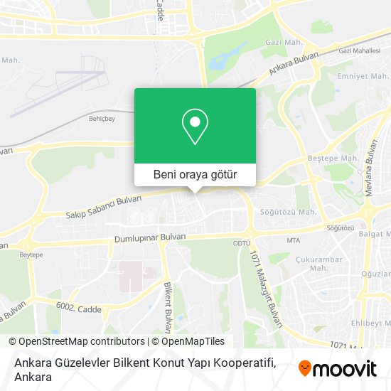 Ankara Güzelevler Bilkent Konut Yapı Kooperatifi harita