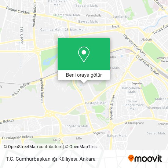 T.C. Cumhurbaşkanlığı Külliyesi harita