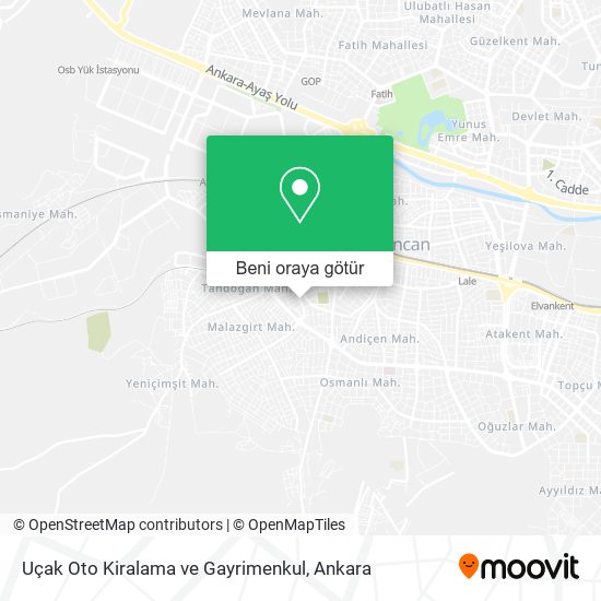 Uçak Oto Kiralama ve Gayrimenkul harita
