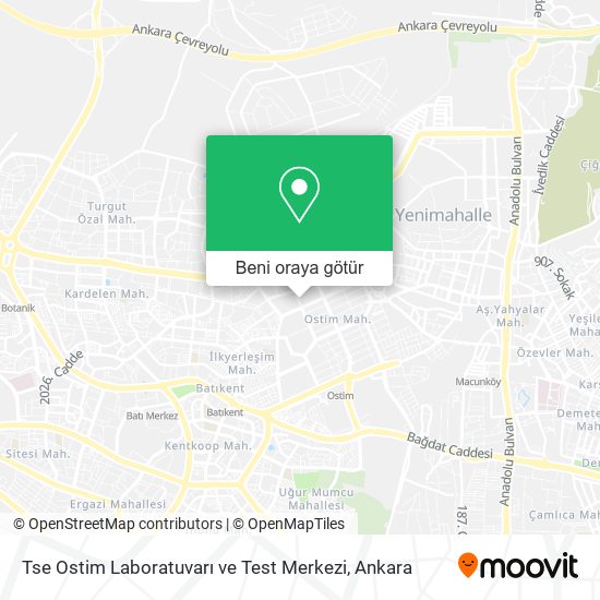 Tse Ostim Laboratuvarı ve Test Merkezi harita