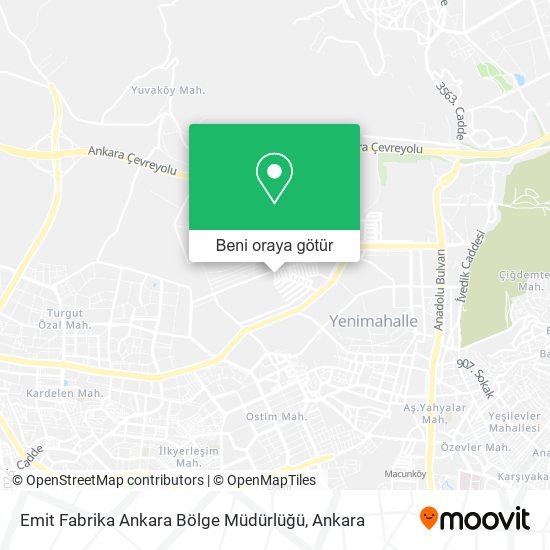Emit Fabrika Ankara Bölge Müdürlüğü harita