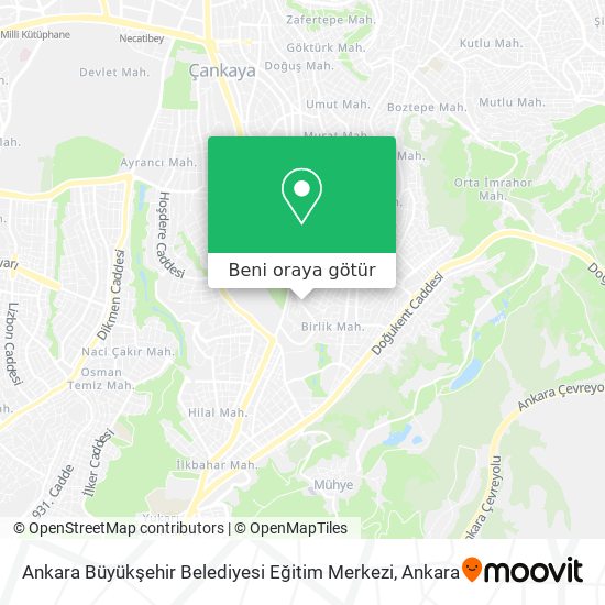 Ankara Büyükşehir Belediyesi Eğitim Merkezi harita
