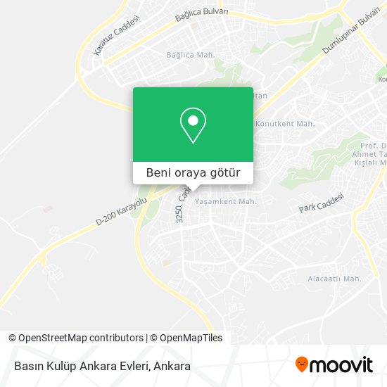 Basın Kulüp Ankara Evleri harita