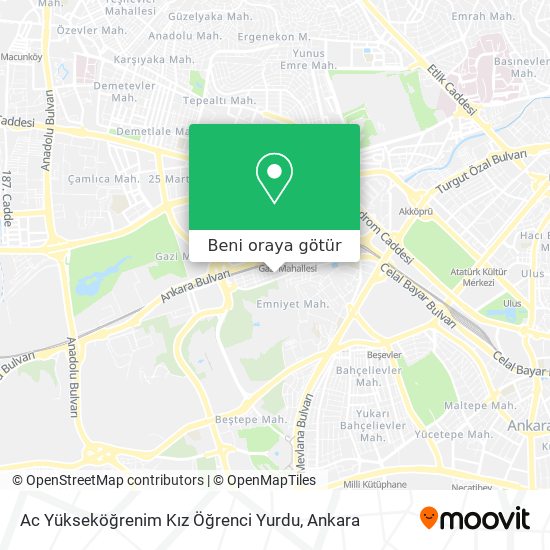 Ac Yükseköğrenim Kız Öğrenci Yurdu harita