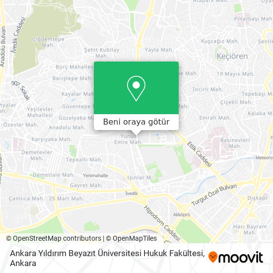 Ankara Yıldırım Beyazıt Üniversitesi Hukuk Fakültesi harita
