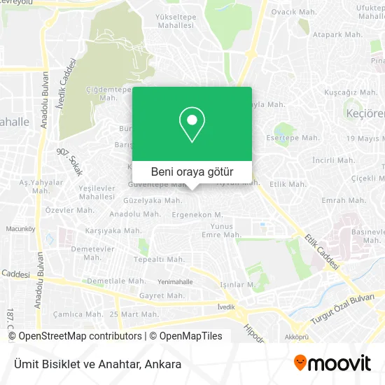 Ümit Bisiklet ve Anahtar harita