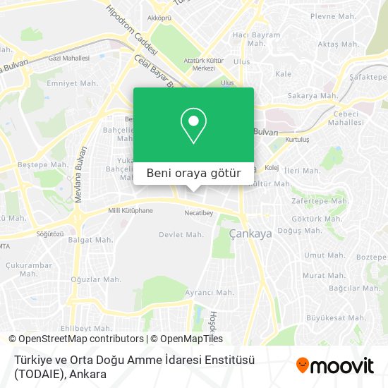 Türkiye ve Orta Doğu Amme İdaresi Enstitüsü (TODAIE) harita