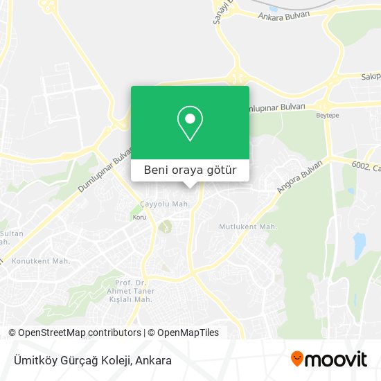 Ümitköy Gürçağ Koleji harita