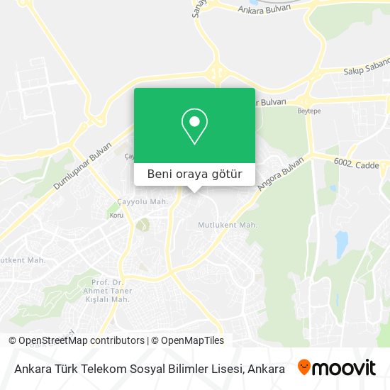 Ankara Türk Telekom Sosyal Bilimler Lisesi harita
