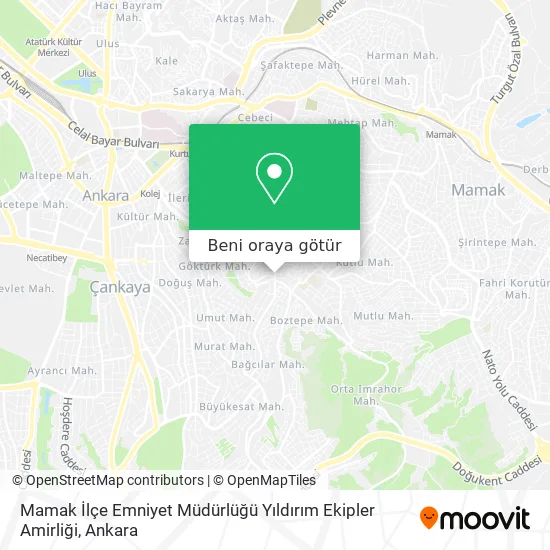 Mamak İlçe Emniyet Müdürlüğü Yıldırım Ekipler Amirliği harita
