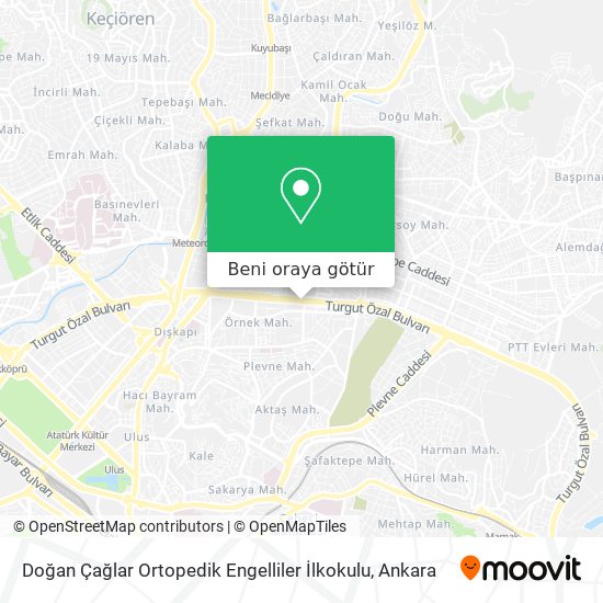 Doğan Çağlar Ortopedik Engelliler İlkokulu harita