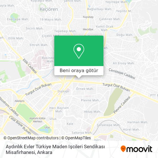 Aydınlık Evler Türkiye Maden Işcileri Sendikası Misafirhanesi harita