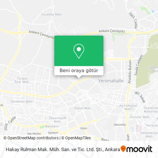 Hakay Rulman Mak. Müh. San. ve Tic. Ltd. Şti. harita