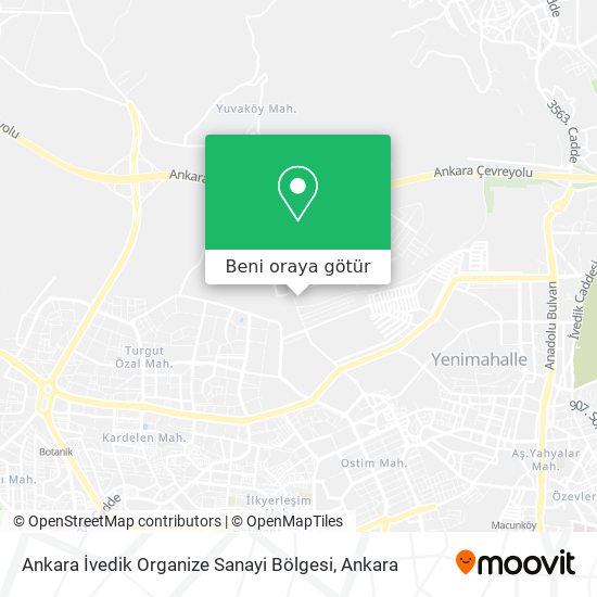 Ankara İvedik Organize Sanayi Bölgesi harita