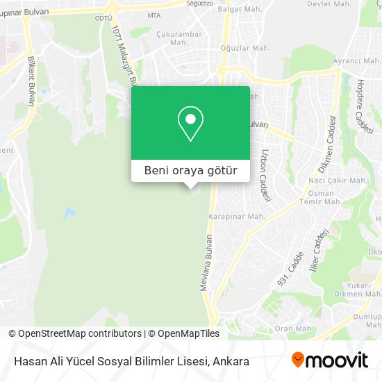 Hasan Ali Yücel Sosyal Bilimler Lisesi harita