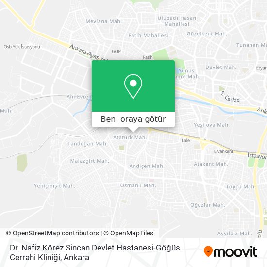 Dr. Nafiz Körez Sincan Devlet Hastanesi-Göğüs Cerrahi Kliniği harita