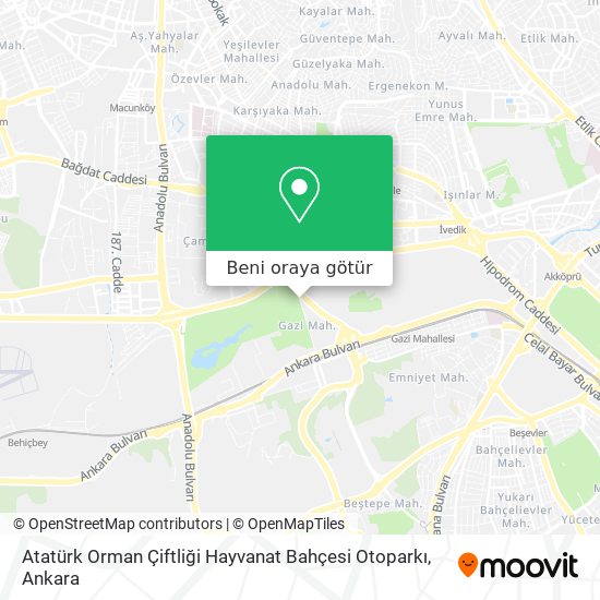 Atatürk Orman Çiftliği Hayvanat Bahçesi Otoparkı harita