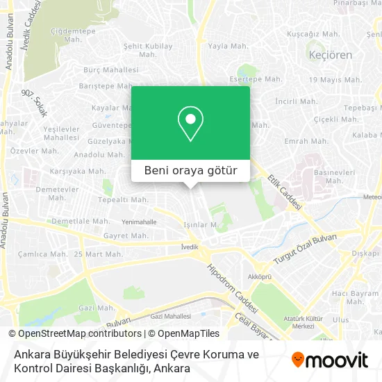 Ankara Büyükşehir Belediyesi Çevre Koruma ve Kontrol Dairesi Başkanlığı harita