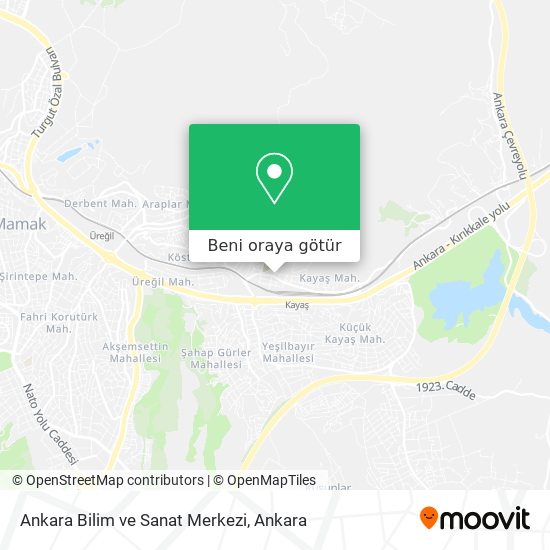 Ankara Bilim ve Sanat Merkezi harita