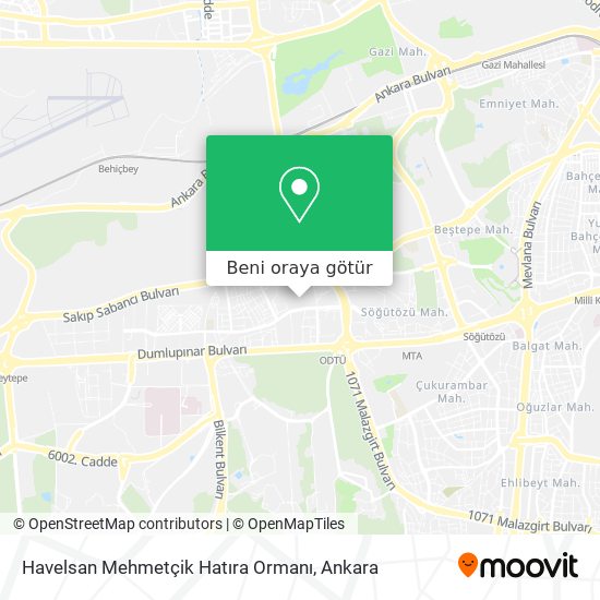 Havelsan Mehmetçik Hatıra Ormanı harita