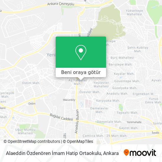 Alaeddin Özdenören İmam Hatip Ortaokulu harita