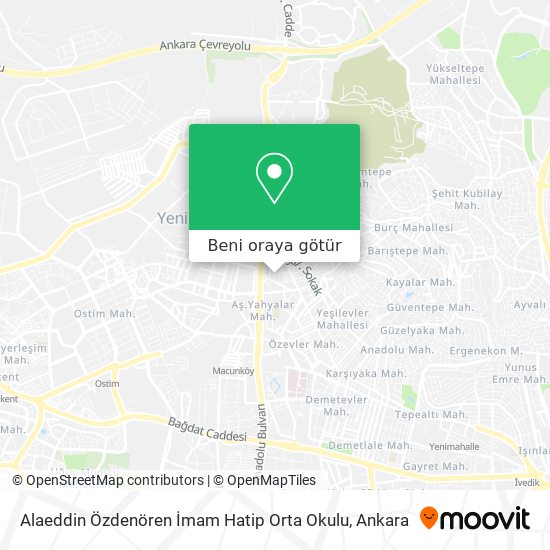 Alaeddin Özdenören İmam Hatip Orta Okulu harita