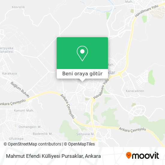 Mahmut Efendi Külliyesi Pursaklar harita
