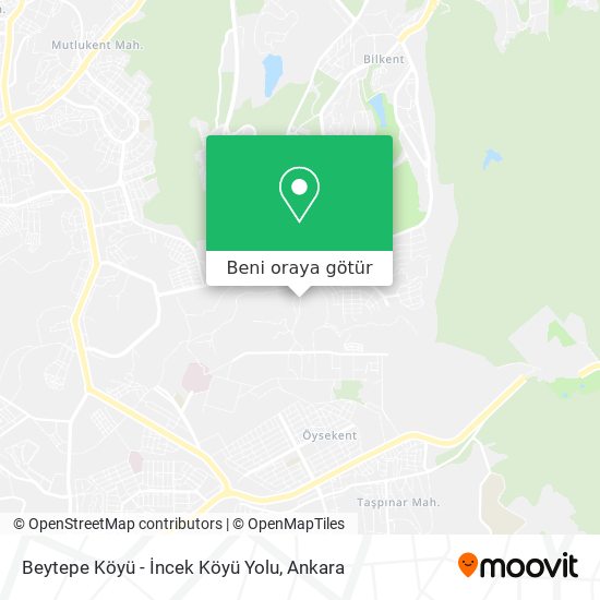 Beytepe Köyü - İncek Köyü Yolu harita