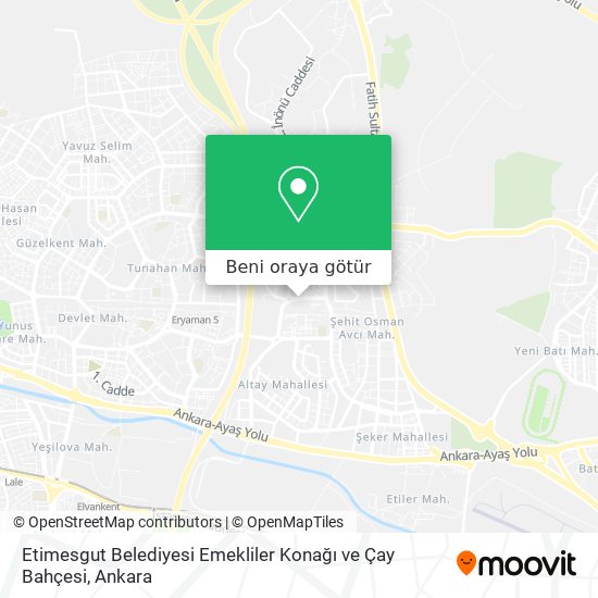 Etimesgut Belediyesi Emekliler Konağı ve Çay Bahçesi harita