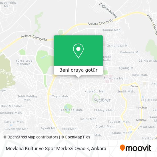 Mevlana Kültür ve Spor Merkezi Ovacık harita