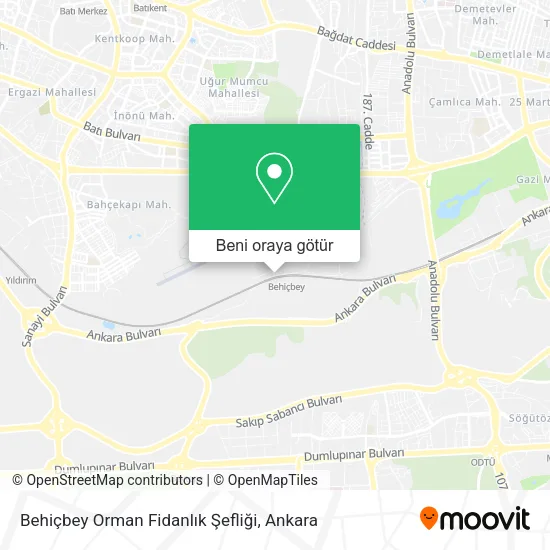 Behiçbey Orman Fidanlık Şefliği harita