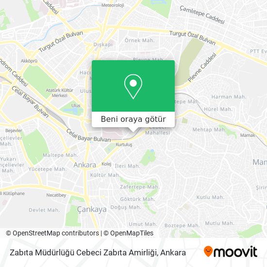 Zabıta Müdürlüğü Cebeci Zabıta Amirliği harita