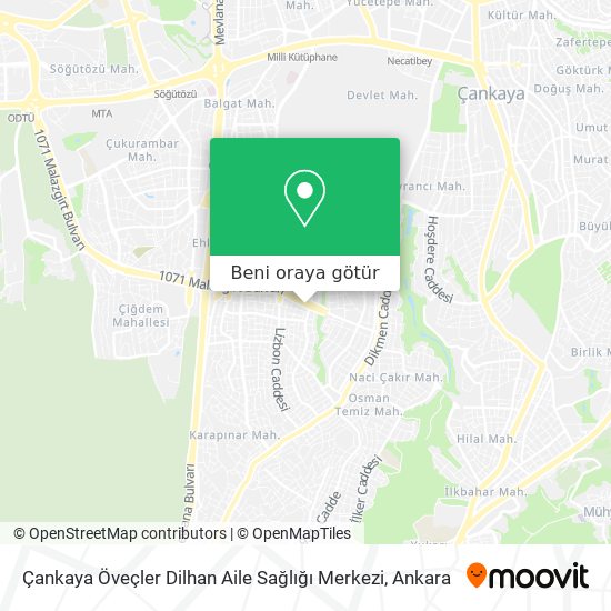 Çankaya Öveçler Dilhan Aile Sağlığı Merkezi harita