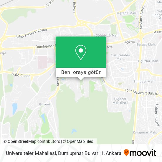 Üniversiteler Mahallesi, Dumlupınar Bulvarı 1 harita